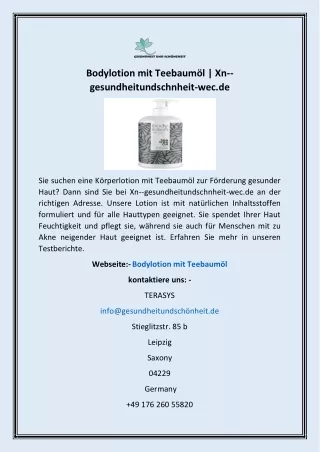 Bodylotion mit Teebaumöl | Xn--gesundheitundschnheit-wec.de