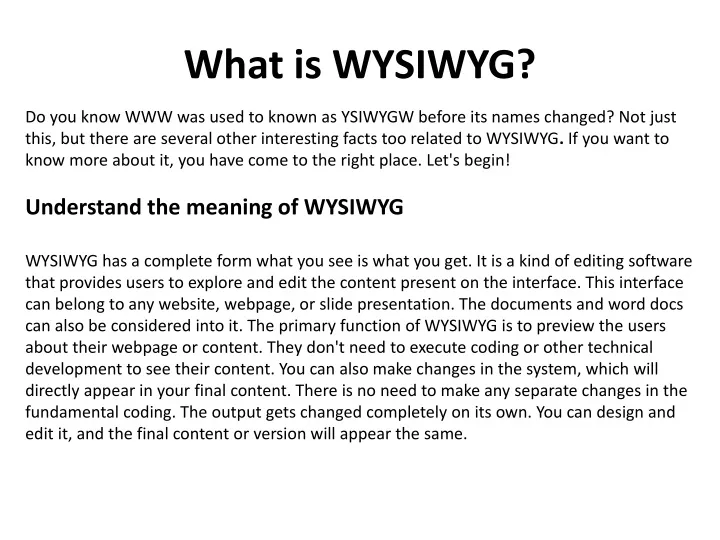 what is wysiwyg