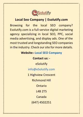 local seo company esolutify com