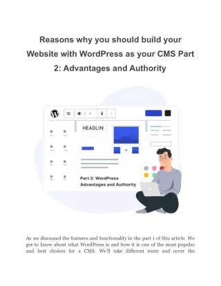 Reasons why you should build your Website with WordPress as your CMS Part 2 - Advantages and Authority