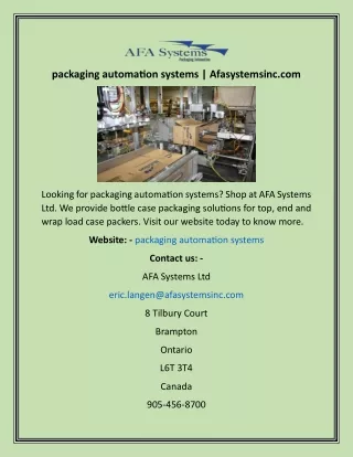 packaging automation systems  Afasystemsinc
