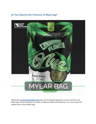 do you observe the thickness of mylar bag