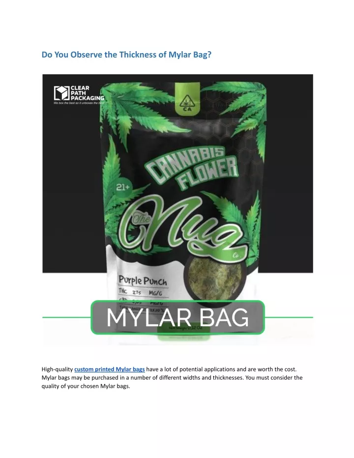 PPT - Do You Observe the Thickness of Mylar Bag? PowerPoint