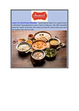 Lawns For Grand Event Mumbai  Aaswadcaterers.com