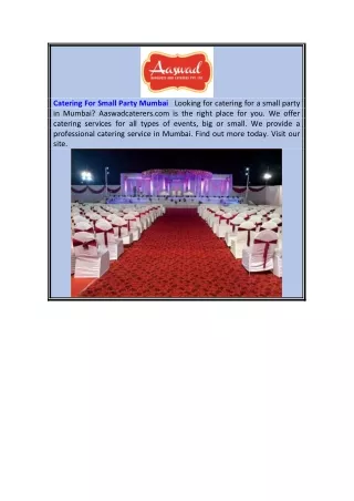 Catering For Small Party Mumbai  Aaswadcaterers.com