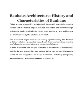 bauhaus architecture history and characteristics