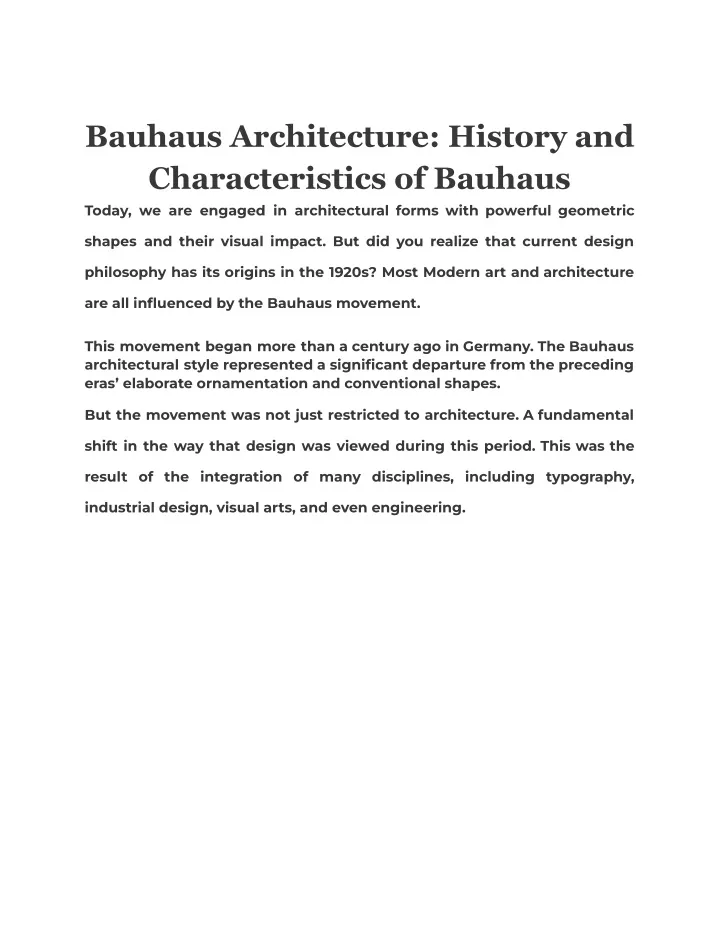 bauhaus architecture history and characteristics