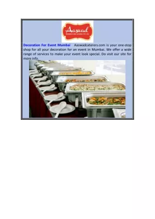 Decoration For Event Mumbai  Aaswadcaterers.com