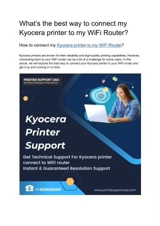 What’s the best way to connect my Kyocera printer to my WiFi Router_
