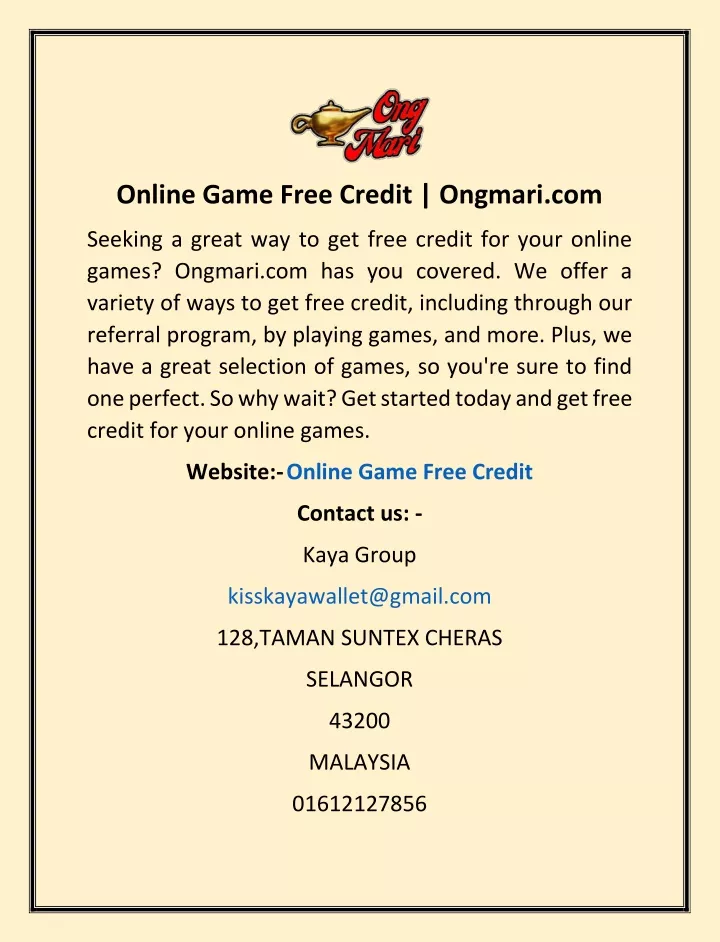 online game free credit ongmari com