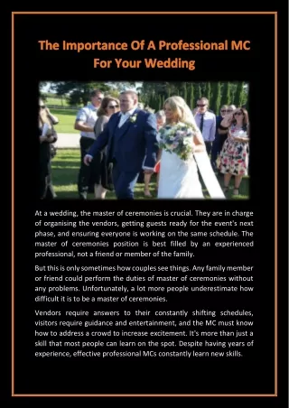 The Importance Of A Professional MC For Your Wedding