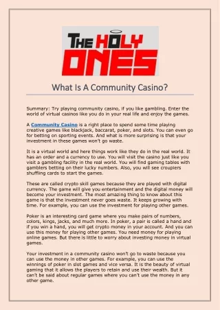 What Is A Community Casino