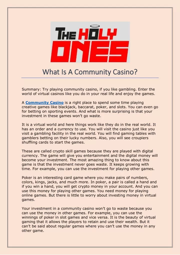 what is a community casino what is a community