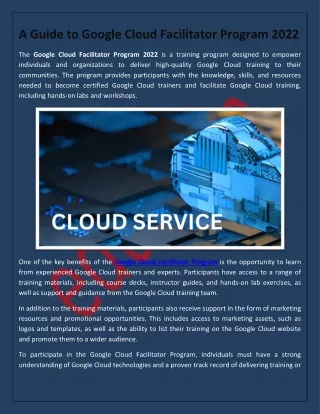 a guide to google cloud facilitator program 2022