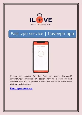 Fast vpn service | Ilovevpn.app