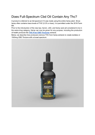 Does Full-Spectrum Cbd Oil Contain Any Thc_