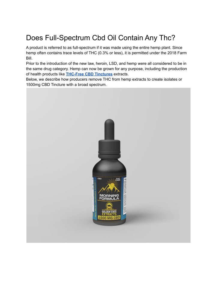 does full spectrum cbd oil contain any thc
