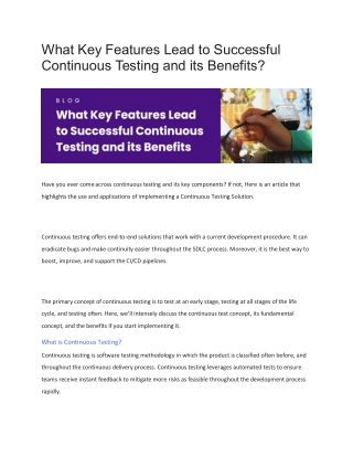 what key features lead to successful continuous