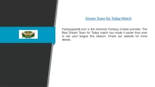 Dream Team for Today Match | Fantasypandit.com