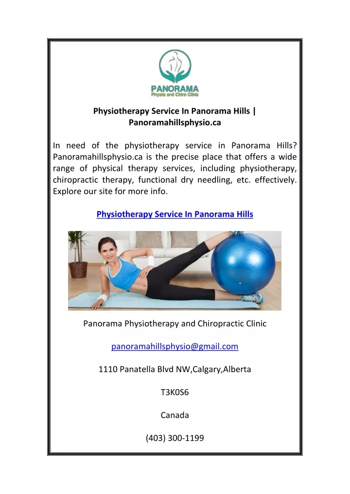 physiotherapy service in panorama hills