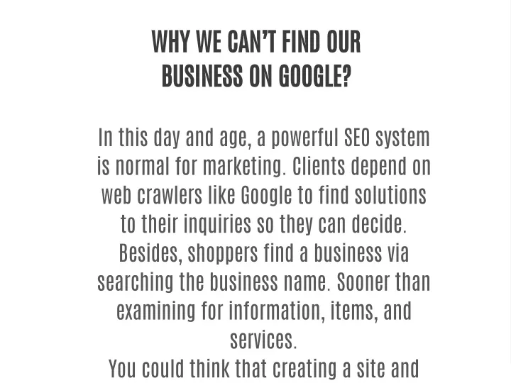 why we can t find our business on google