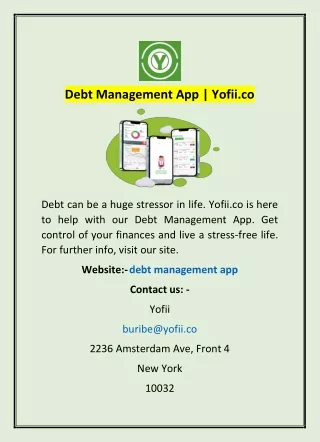 Debt Management App | Yofii.co