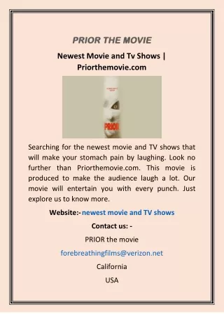newest movie and tv shows priorthemovie com