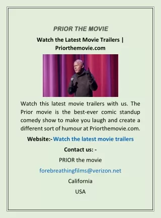 Watch the Latest Movie Trailers | Priorthemovie.com