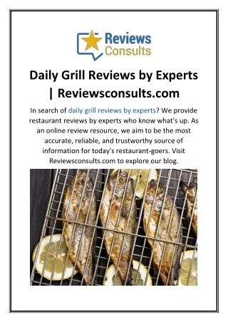 Daily Grill Reviews by Experts  Reviewsconsults.com