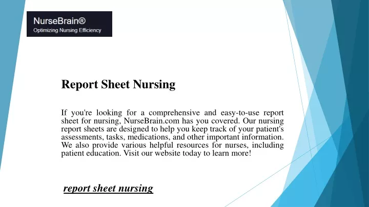 report sheet nursing