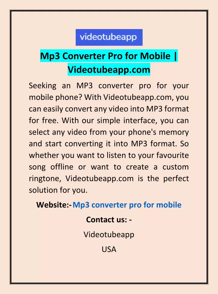 mp3 converter pro for mobile videotubeapp com