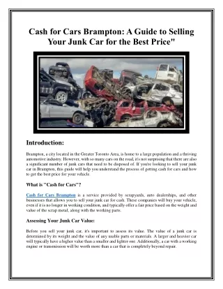 Cash for Cars Brampton