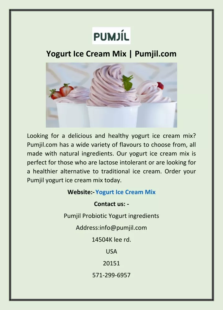 yogurt ice cream mix pumjil com