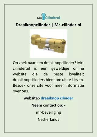 Draaiknopcilinder | Mc-cilinder.nl
