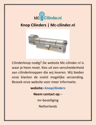 Knop Cilinders | Mc-cilinder.nl