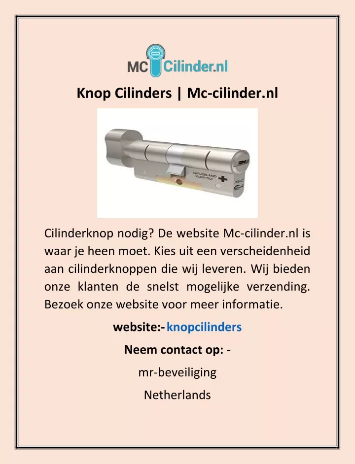 knop cilinders mc cilinder nl