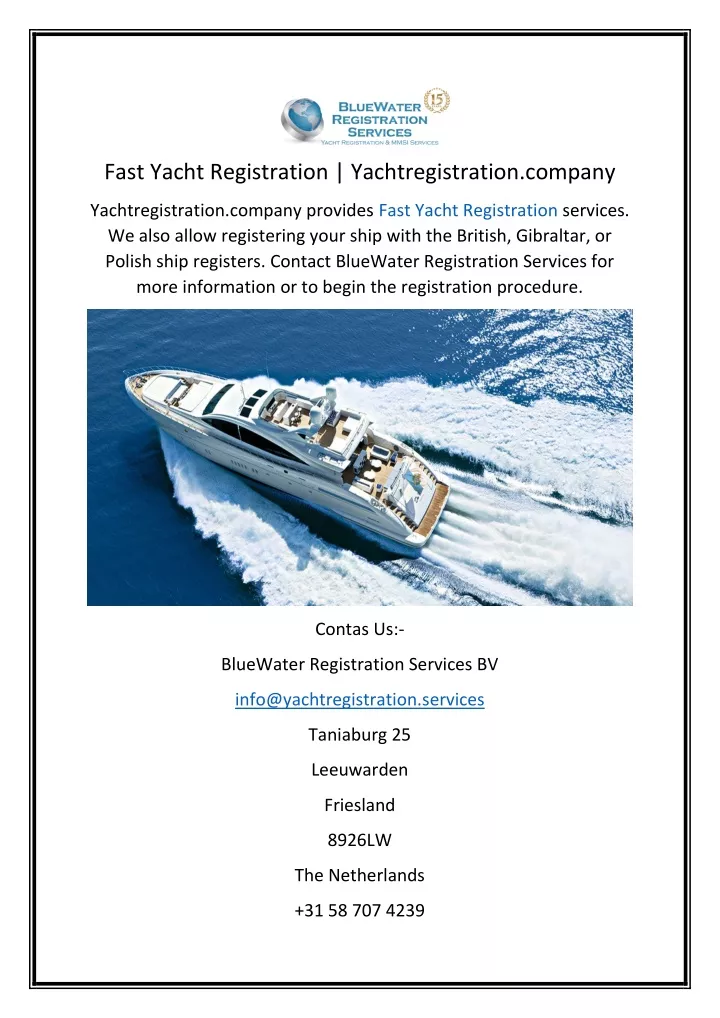 fast yacht registration yachtregistration company