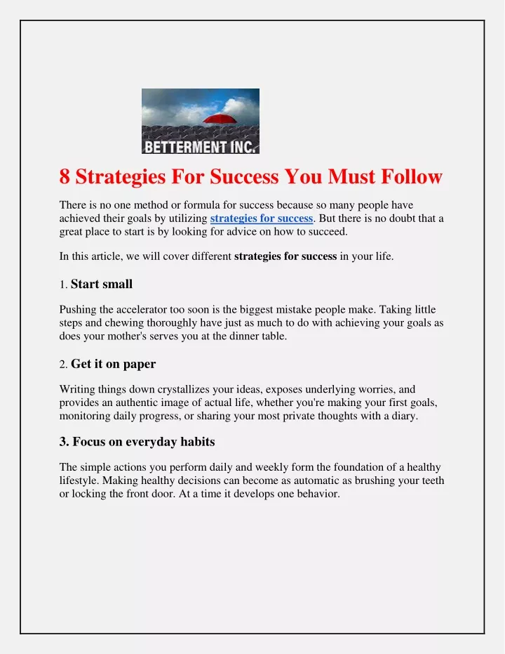 8 strategies for success you must follow
