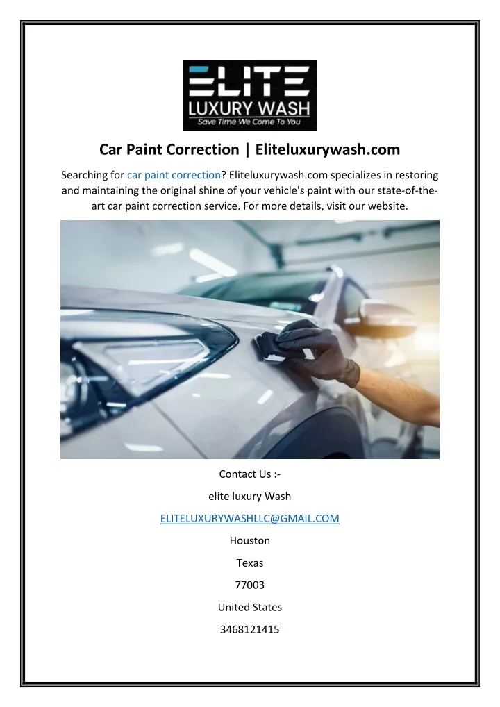 PPT - Car Paint Correction Eliteluxurywash.com PowerPoint Presentation ...