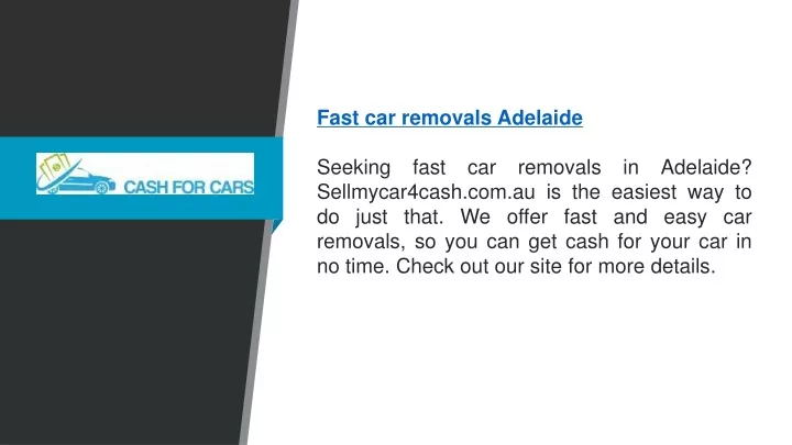 fast car removals adelaide seeking fast