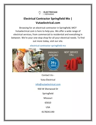 Electrical Contractor Springfield Mo  Vutaelectrical.com