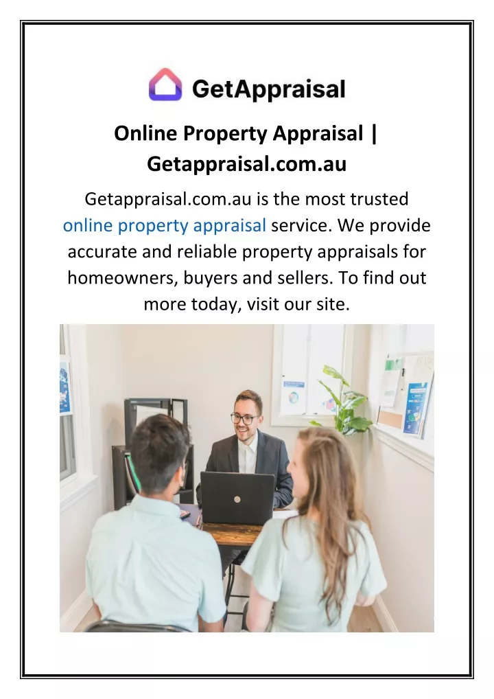 online property appraisal getappraisal com au