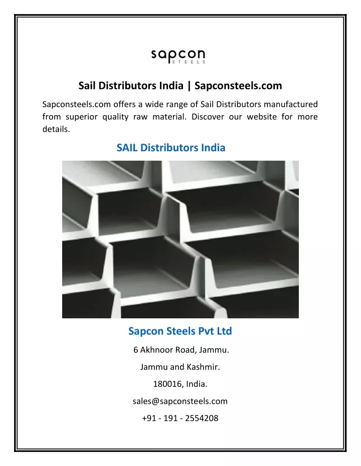 sail distributors india sapconsteels com