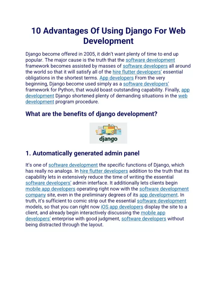 10 advantages of using django for web development