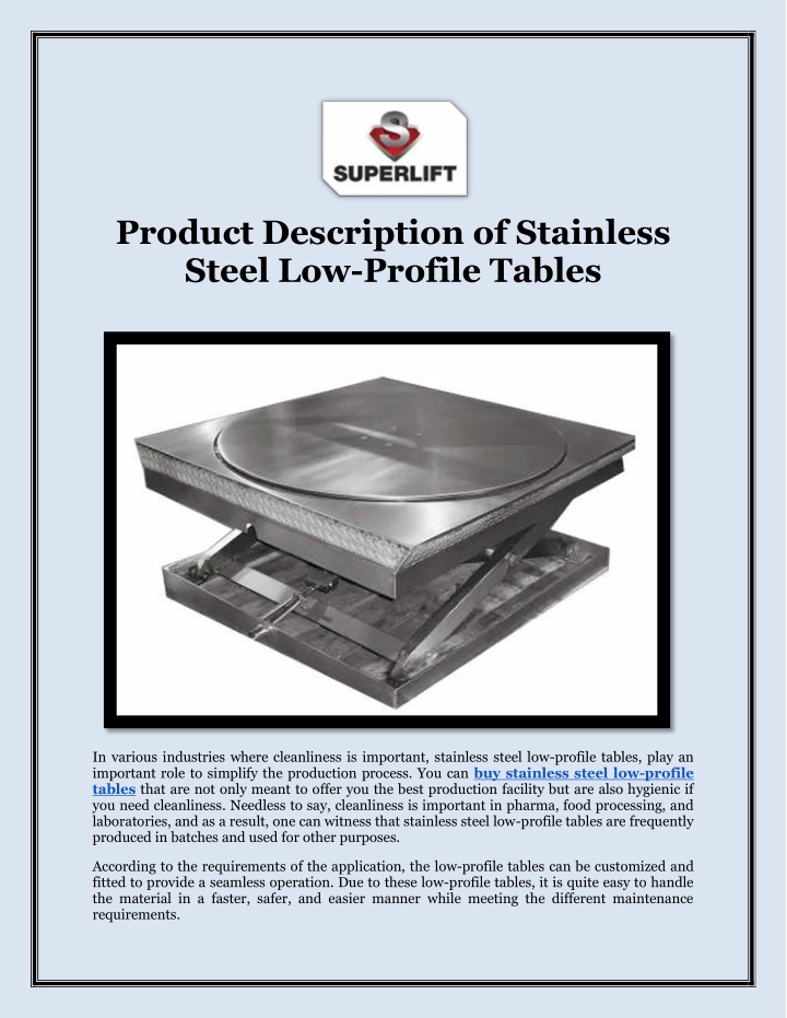 product description of stainless steel