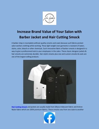 Increase Brand Value of Your Salon with Barber Jacket and Hair Cutting Smock