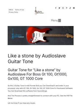 Like a stone by Audioslave Guitar Tone
