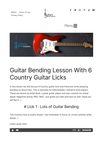 Guitar Bending Lesson With 6 Country Guitar Licks