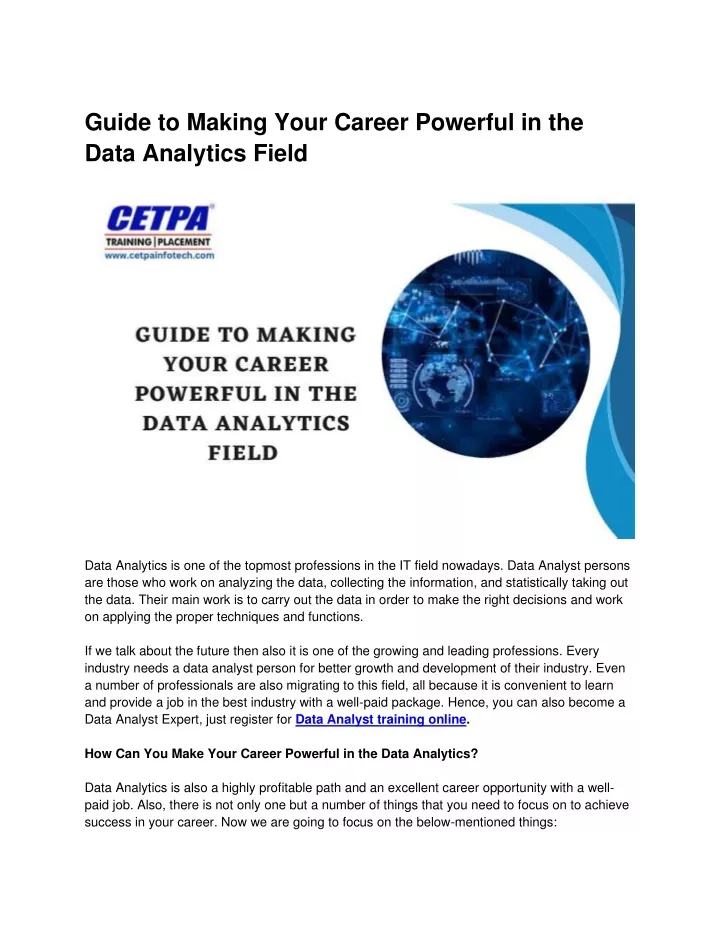guide to making your career powerful in the data