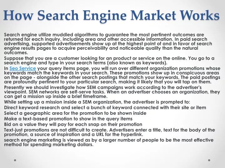 how search engine market works